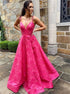 A Line Spaghetti Straps Appliques Satin Backless Prom Dress with Pockets LBQ4110